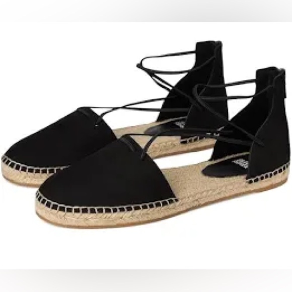 Eileen Fisher Lee Espadrille Flats with Leather Upper Tan Black size 6.5